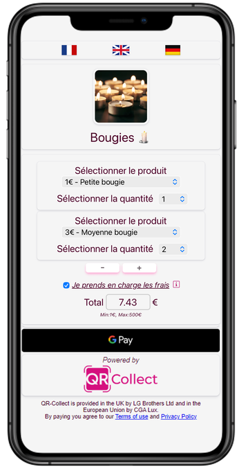 Encaissement avec liste de plusieurs produits sur un téléphone